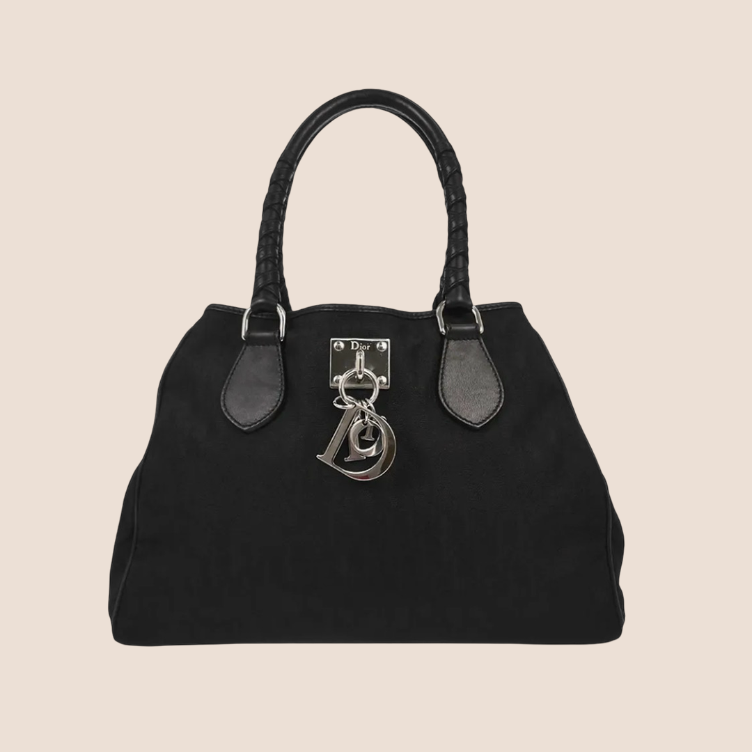 CHRISTIAN DIOR BLACK TROTTER LOVELY CHARM TOTE BAG