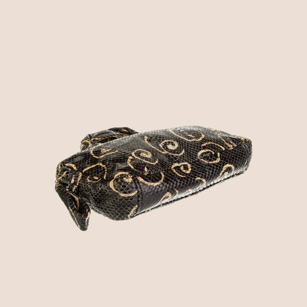 MIU MIU 2000 BLACK SNAKESKIN SWIRL HANDBAG