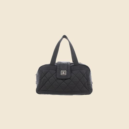 Chanel Black Cambon CC Duffle Satchel Shoulder Bag