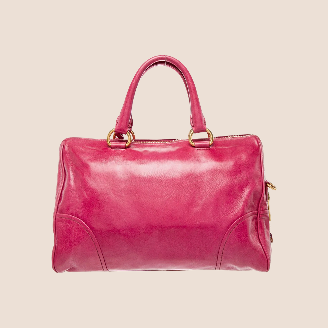 PRADA 2000 PINK VITELLO SHINE BAULETTO BAG