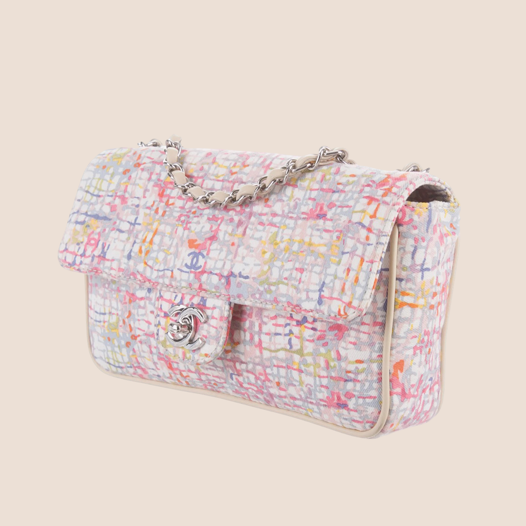 CHANEL WATERCOLOR TWEED PRINT FLAP BAG
