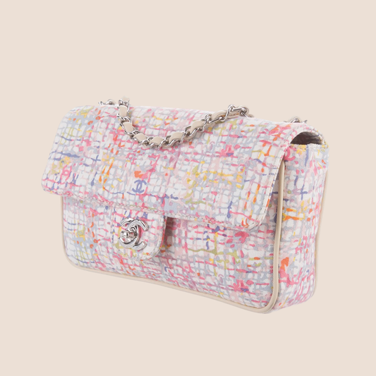 CHANEL WATERCOLOR TWEED PRINT FLAP BAG