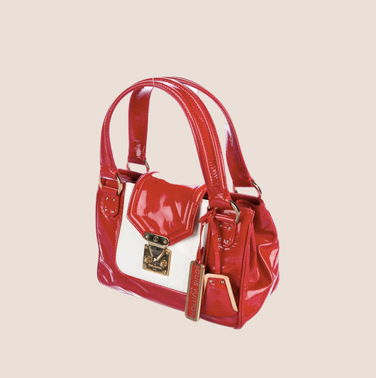 LOUIS VUITTON RED & WHITE VERNIS BICOLOUR CRUISE MINI HANDBAG