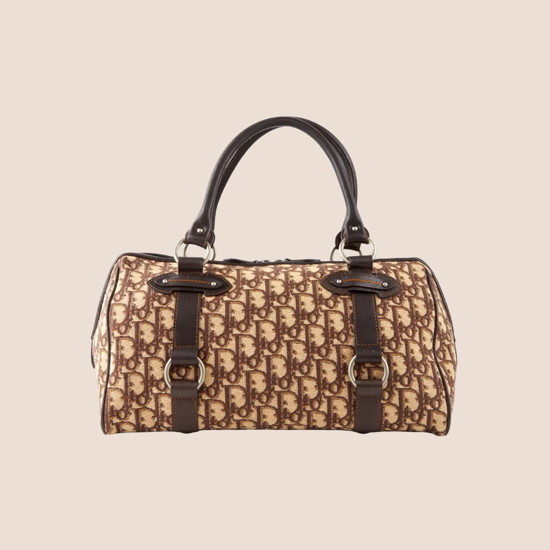 CHRISTIAN DIOR 2000 BROWN TROTTER 'CD' BOSTON BAG