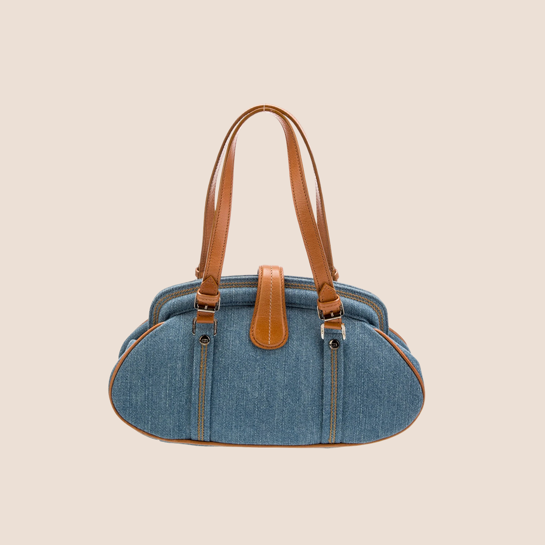 CHRISTIAN DIOR DENIM FLORAL FRAME DETECTIVE BAG