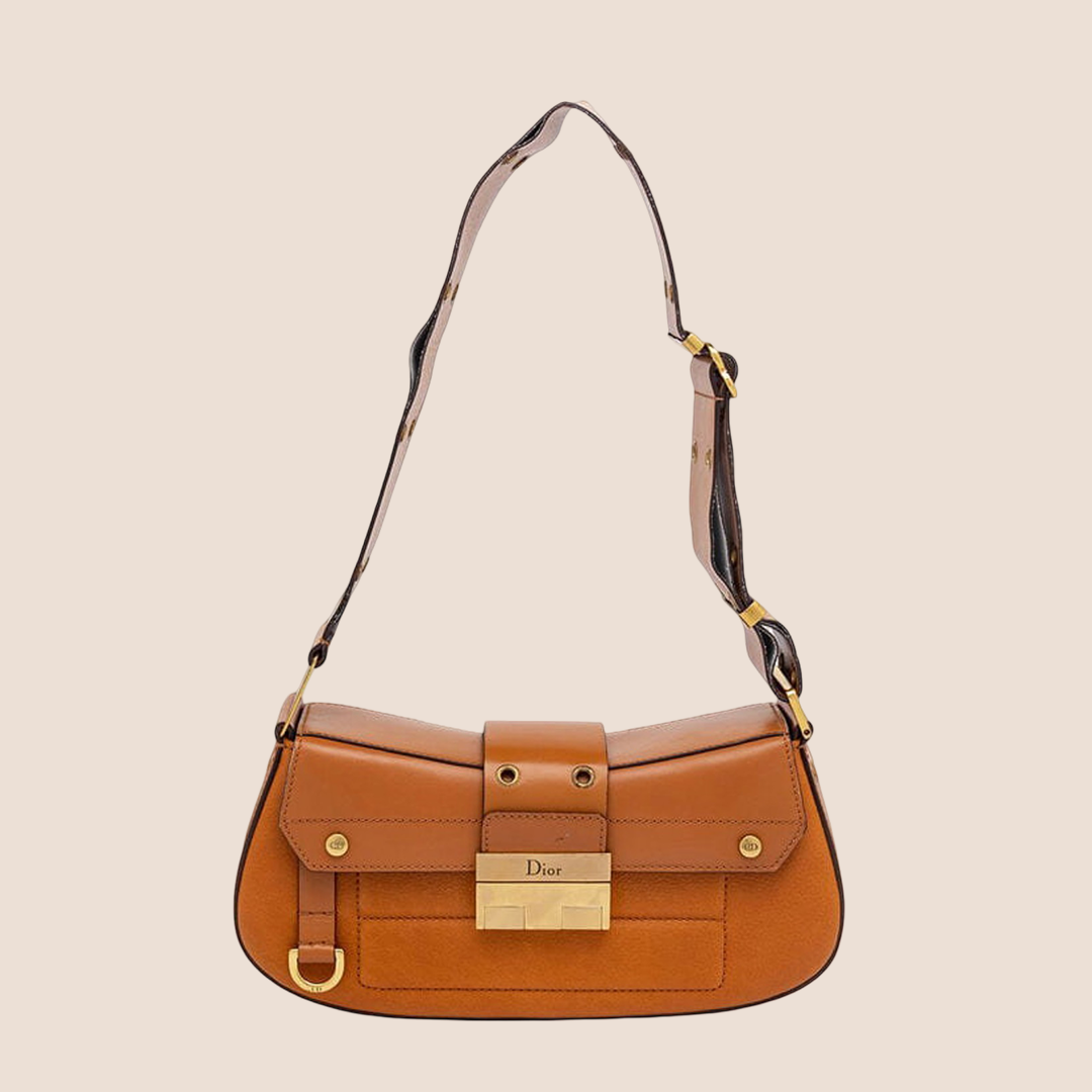 CHRISTIAN DIOR 2003 BROWN LEATHER STREET CHIC COLUMBUS BAG