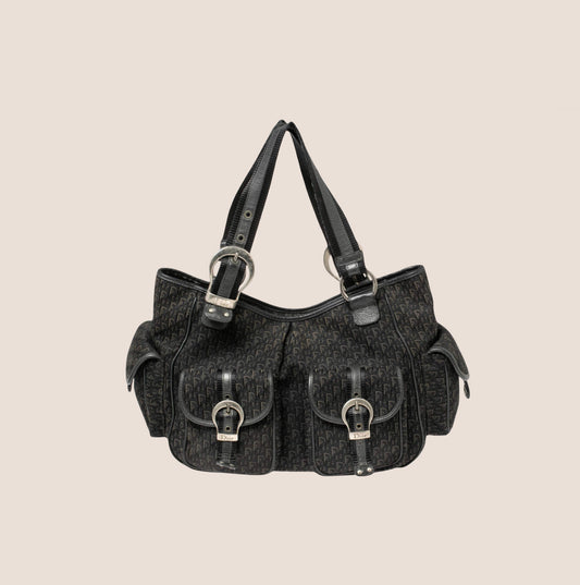 CHRISTIAN DIOR BLACK DIORISSIMO STREET CHIC MULTIPOCKET SATCHEL