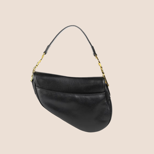 CHRISTIAN DIOR 2000 BLACK LEATHER SADDLE BAG