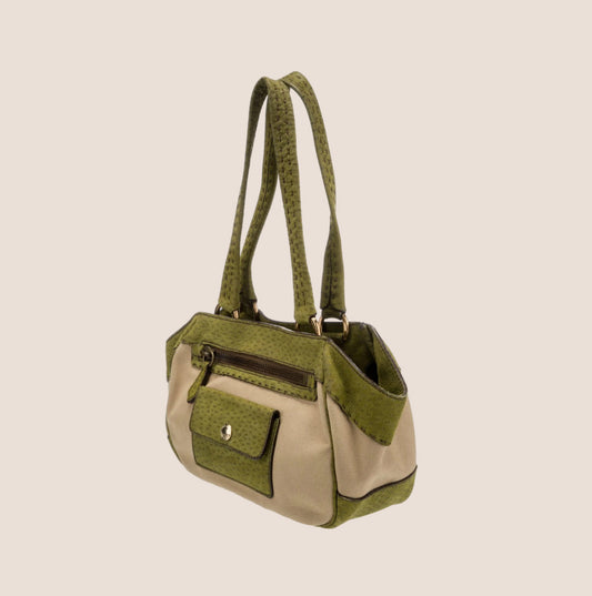 PRADA 2000 STAPATA PECCARY-TRIM CANAPA TOTE BAG