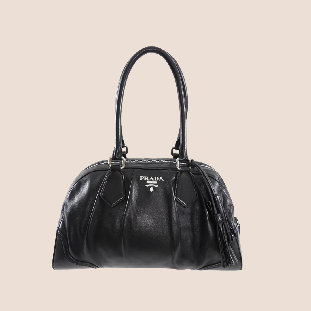 PRADA 2000 BLACK NAPPA LEATHER BAULETTO BAG