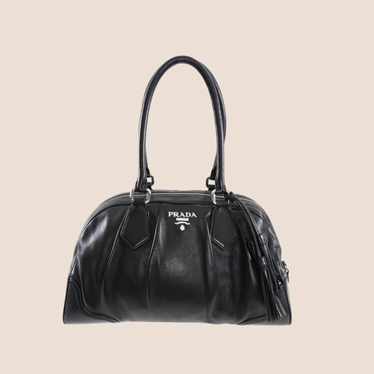 PRADA 2000 BLACK NAPPA LEATHER BAULETTO BAG