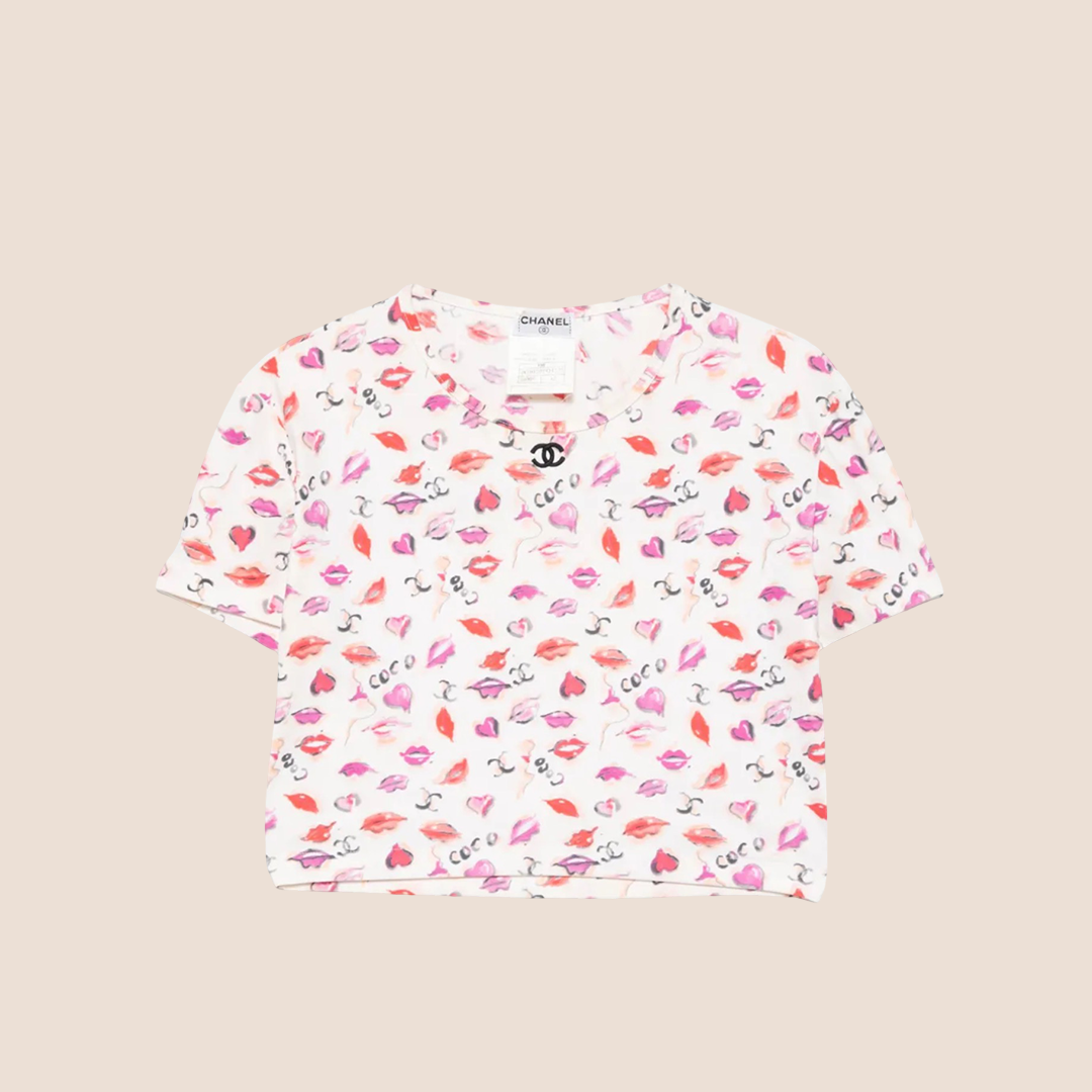 CHANEL 1995 KISS PRINT CROPPED T-SHIRT