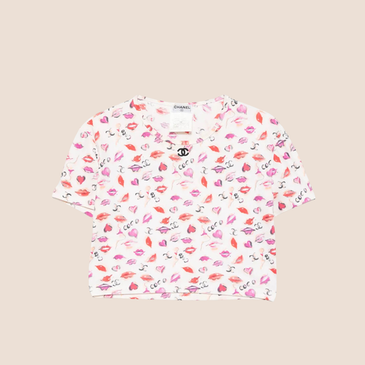 CHANEL 1995 KISS PRINT CROPPED T-SHIRT