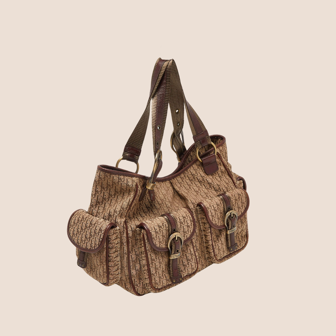 CHRISTIAN DIOR BROWN DIORISSIMO MULTIPOCKET SATCHEL