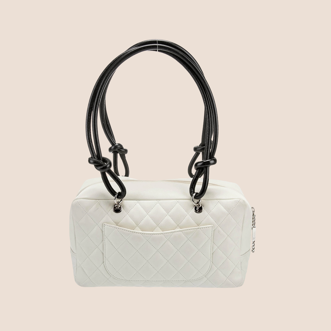 CHANEL 2005 WHITE & BLACK CC LOGO CAMBON BOWLING BAG