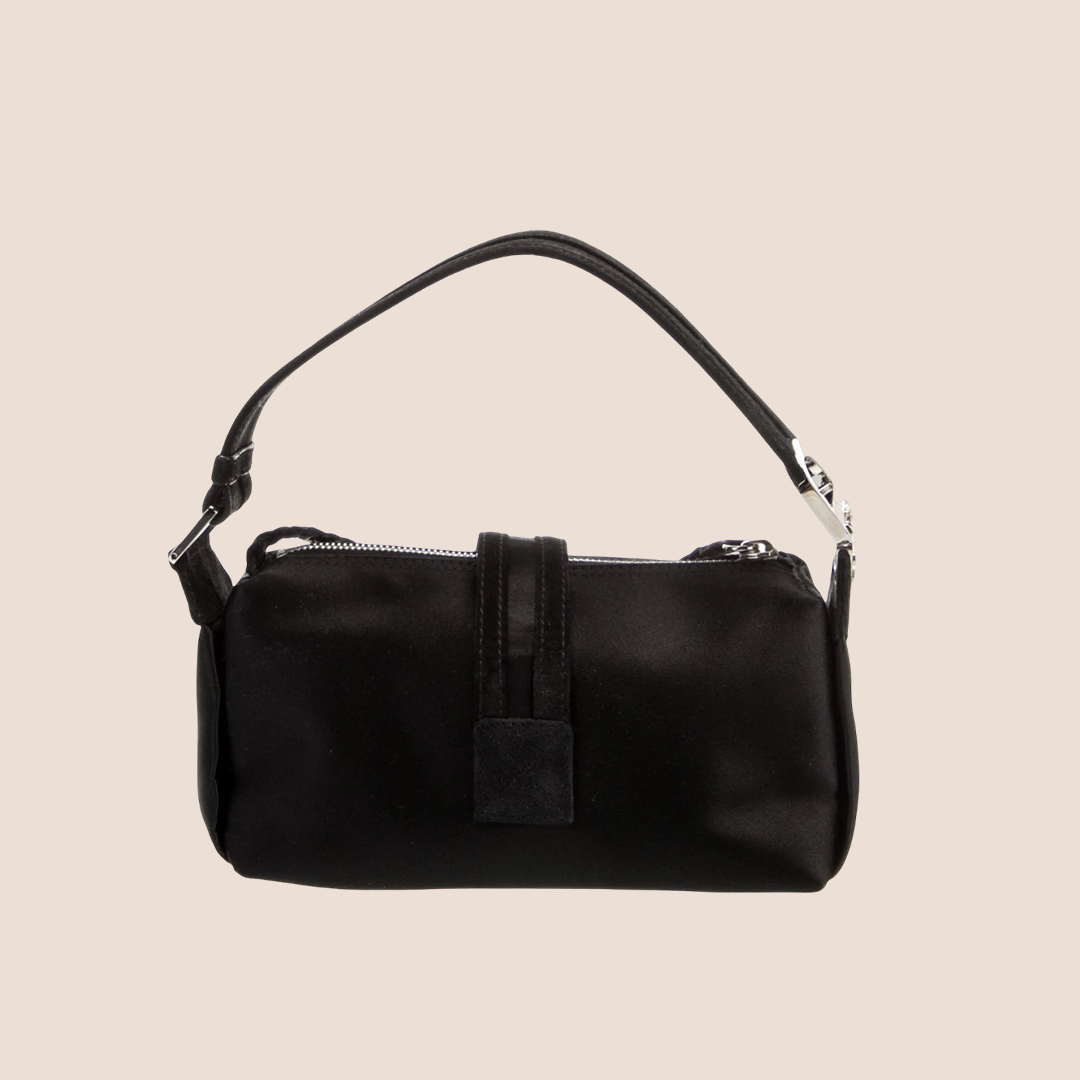 CHRISTIAN DIOR 2005 BLACK SATIN FLIGHT BAG