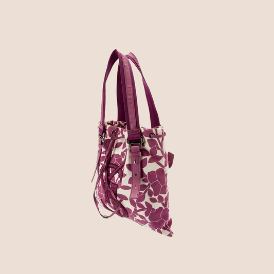 YVES SAINT LAURENT PURPLE & WHITE KAHALA LOGO TOTE BAG