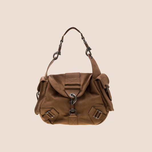 CHRISTIAN DIOR 2006 BROWN LEATHER REBELLE BAG