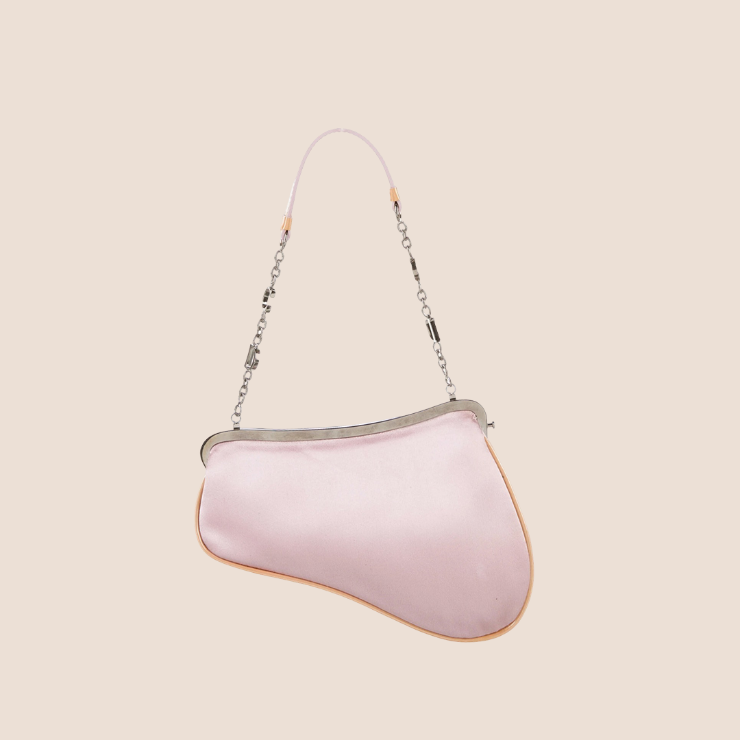 CHRISTIAN DIOR 2002 PINK SATIN MICRO SADDLE BAG