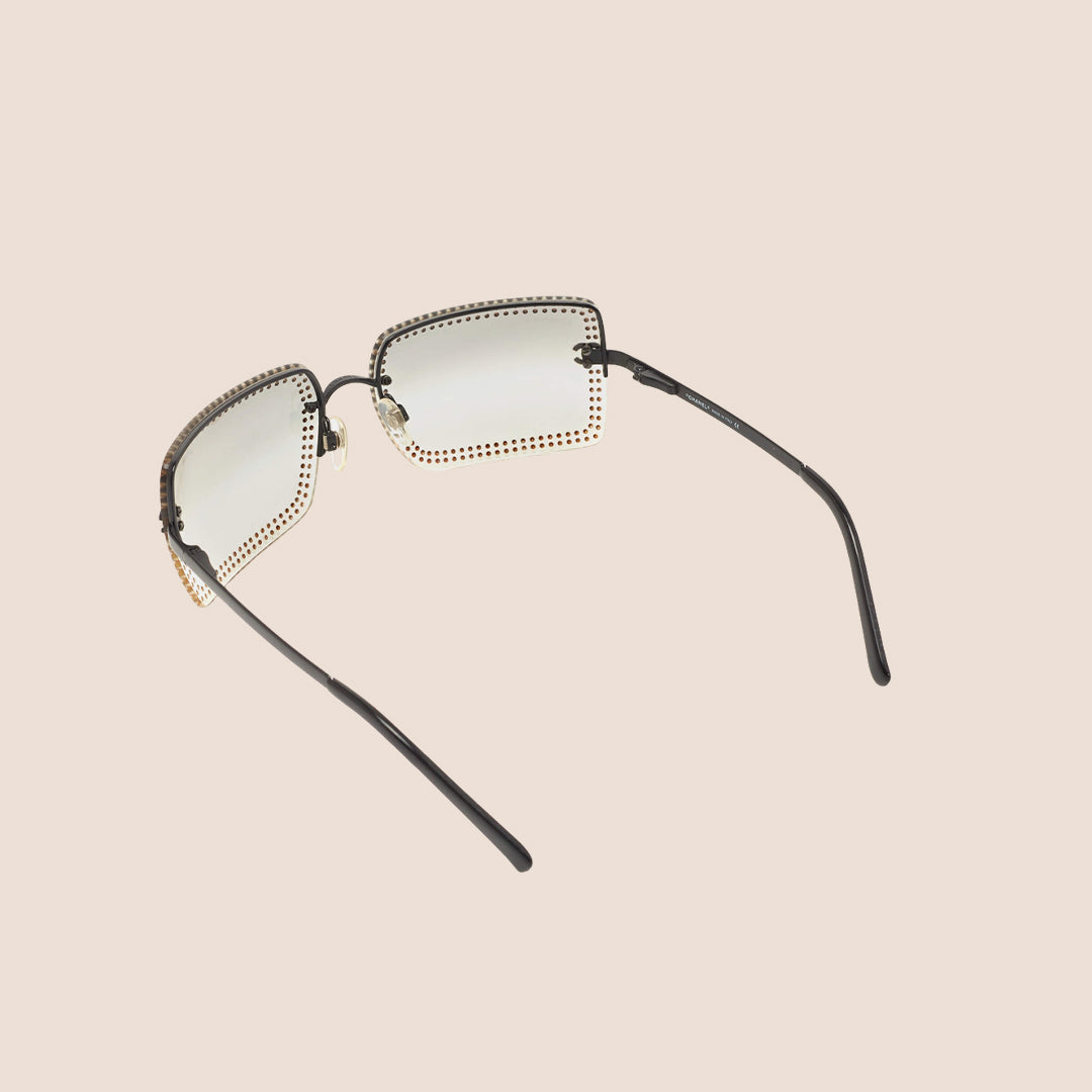 CHANEL CC CRYSTAL EMBELLISHED CLEAR SUNGLASSES