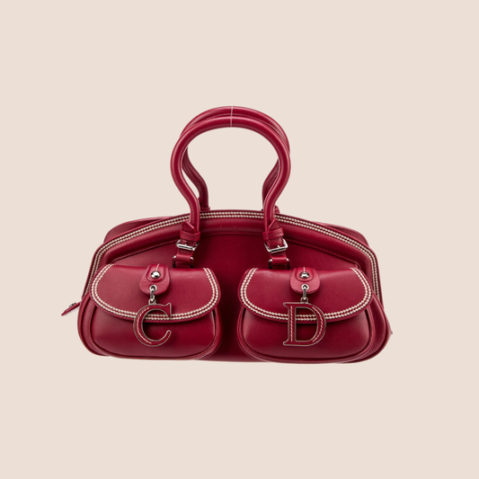 CHRISTIAN DIOR 2005 RED LEATHER DETECTIVE BAG