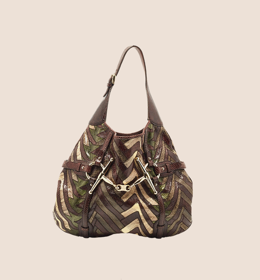 GUCCI LIMITED EDITION BROWN PYTHON HOBO BAG