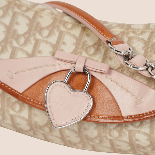 CHRISTIAN DIOR 2007 PINK & BEIGE ROMANTIQUE BAGUETTE BAG