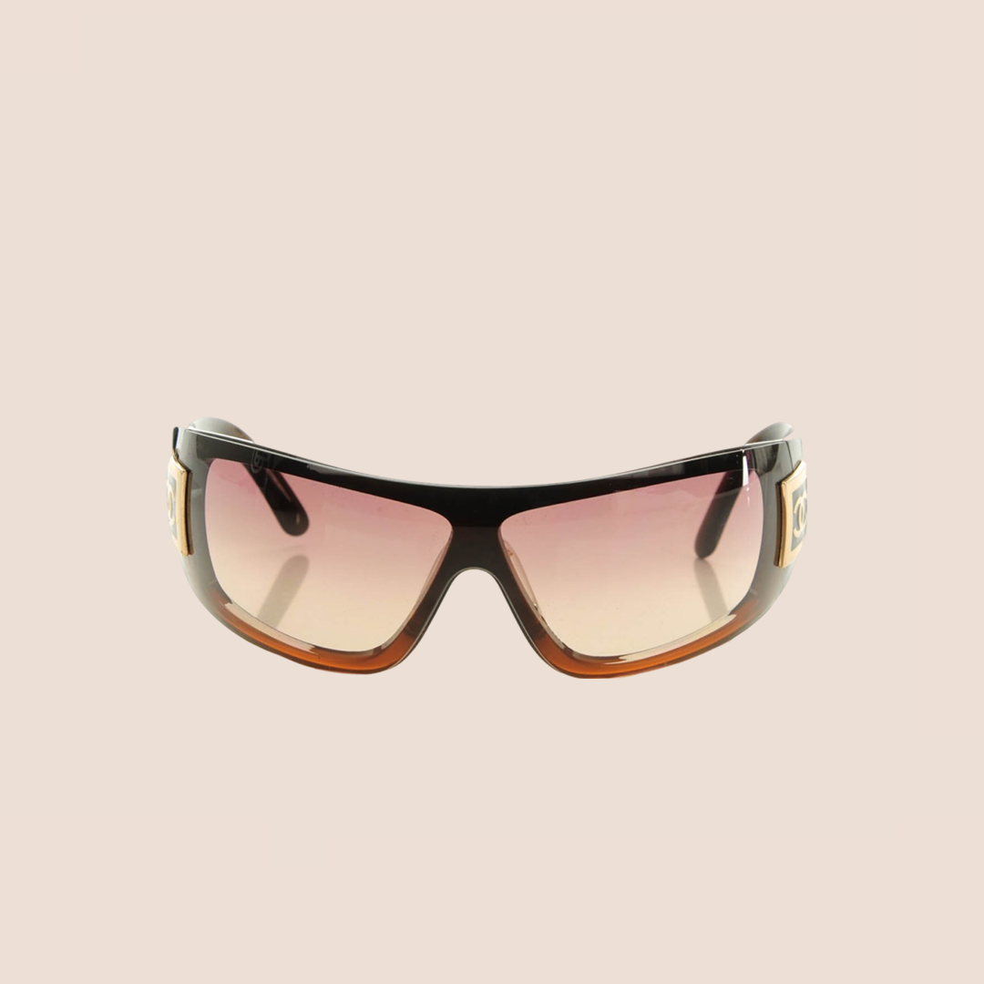 CHANEL CC LOGO BROWN WRAP SUNGLASSES – RDB
