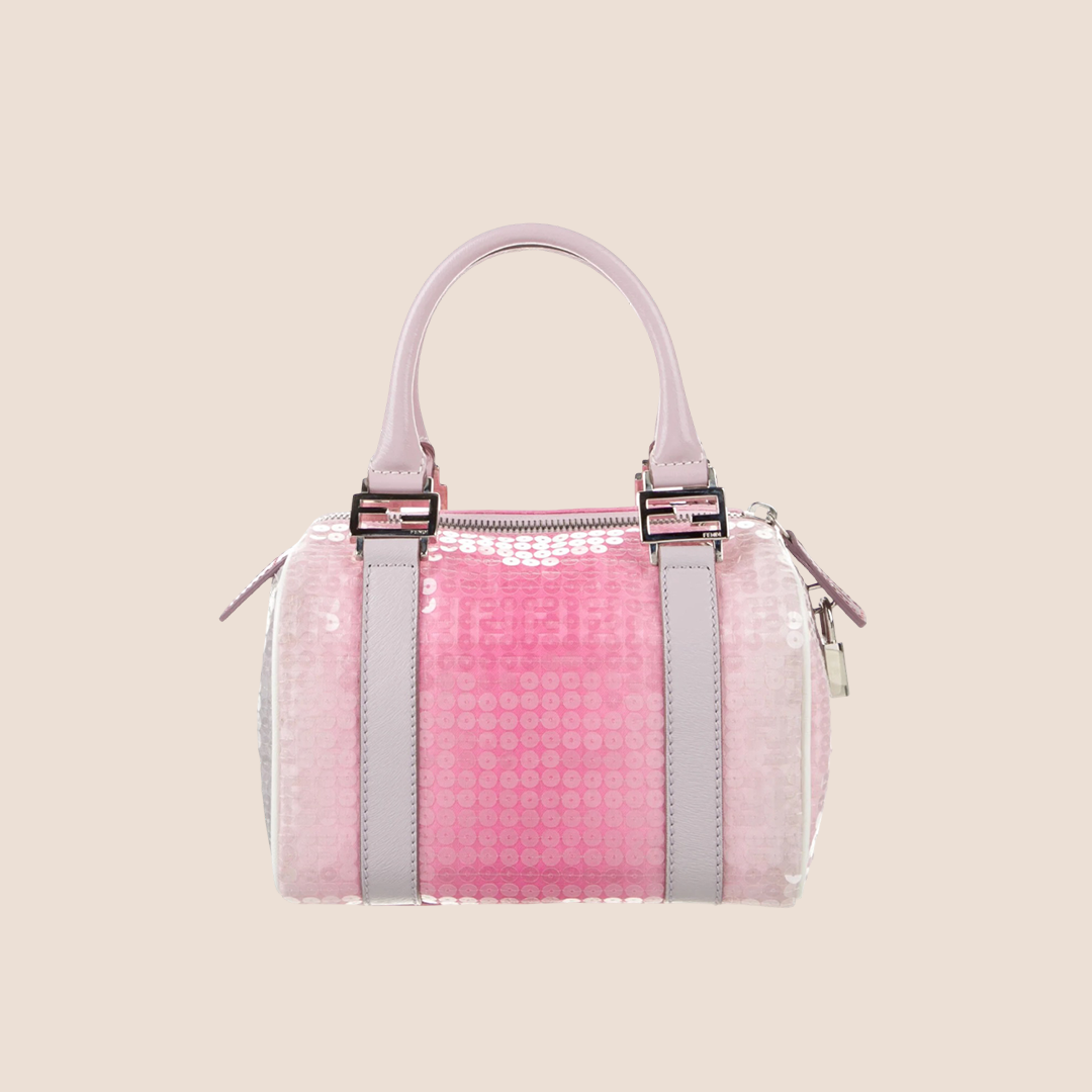 FENDI PINK ZUCCHINO SEQUIN FOREVER BOSTON BAG