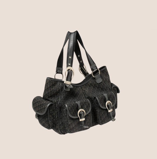CHRISTIAN DIOR BLACK DIORISSIMO STREET CHIC MULTIPOCKET SATCHEL