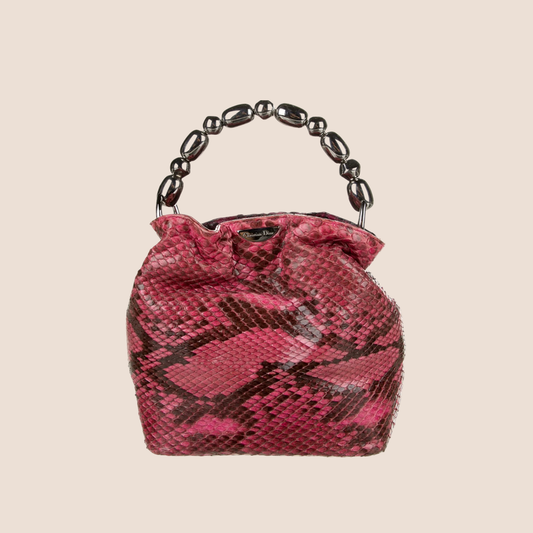 CHRISTIAN DIOR FUCHSIA PINK PYTHON MALICE HANDLE BAG