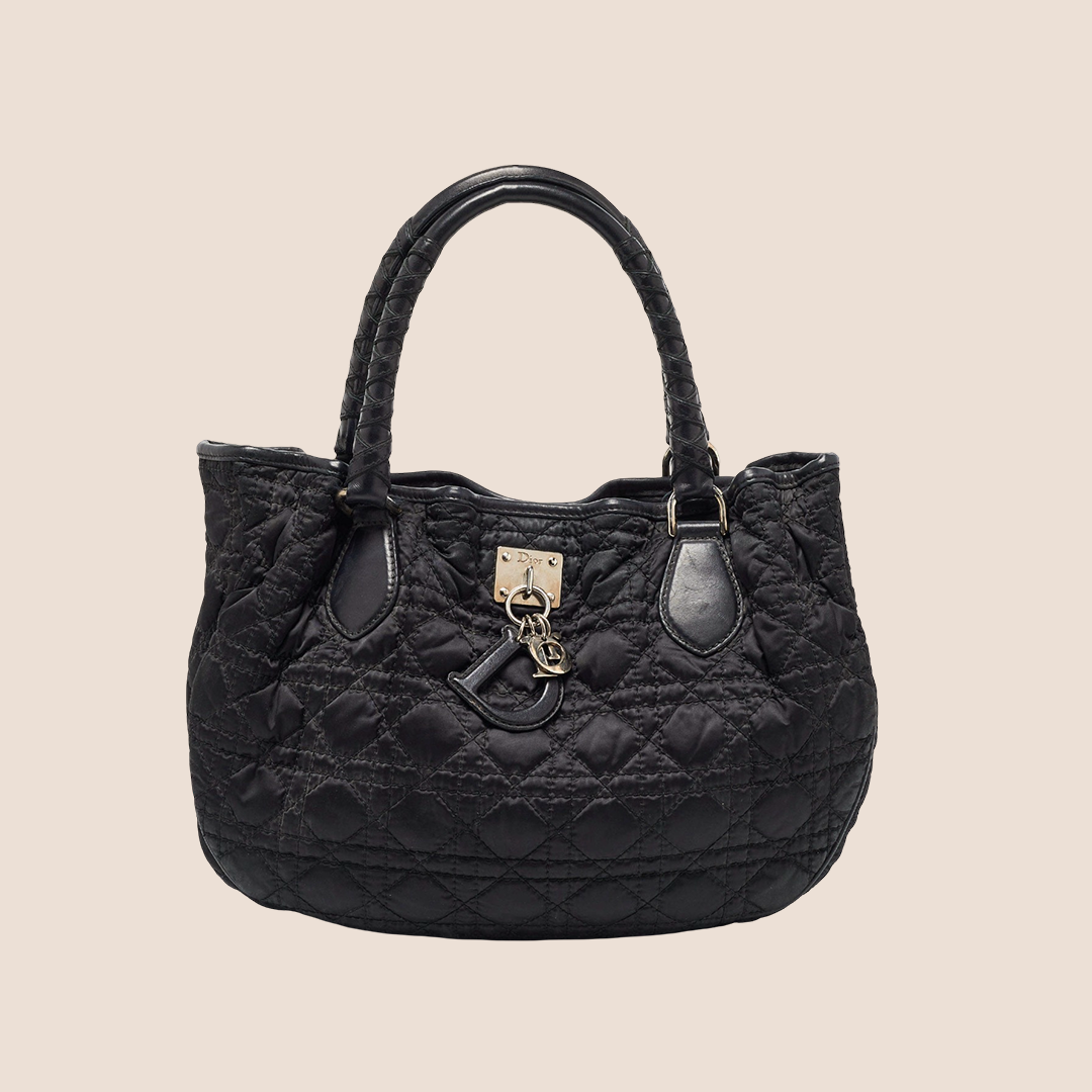 CHRISTIAN DIOR BLACK CANNAGE LOVELY CHARM BUCKET BAG
