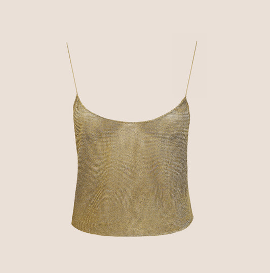 PRADA 1999 GOLD SPAGHETTI STRAP CAMISOLE TOP