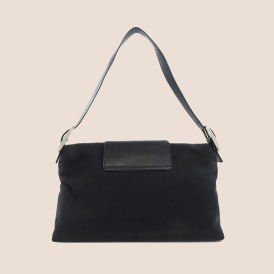 BVLGARI 2000s BLACK LOGO MINI FLAP BAG