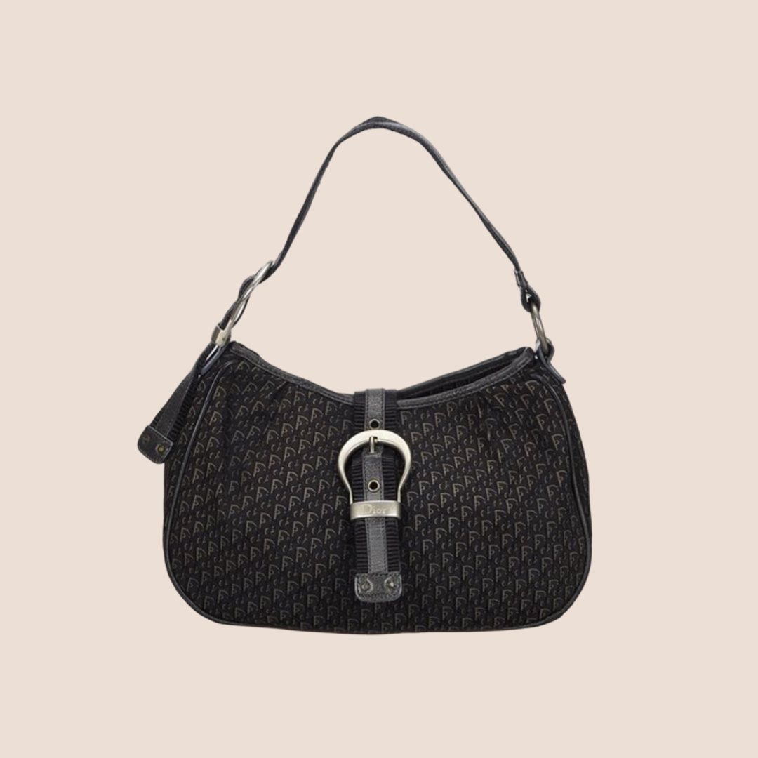 CHRISTIAN DIOR BLACK OBLIQUE BUCKLE HOBO BAG – RDB