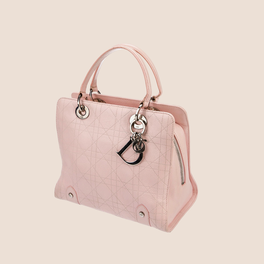 CHRISTIAN DIOR PINK LEATHER CANNAGE LADY DIOR HANDBAG