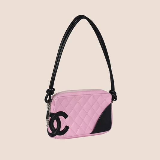CHANEL 2005 CAMBON PINK QUILTED LEATHER SHOULDER BAG