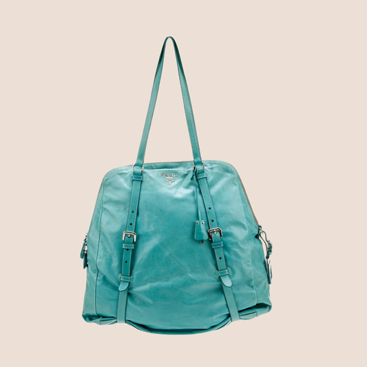 PRADA 2007 BLUE SIGNATURE NEW LOOK HOBO BAG