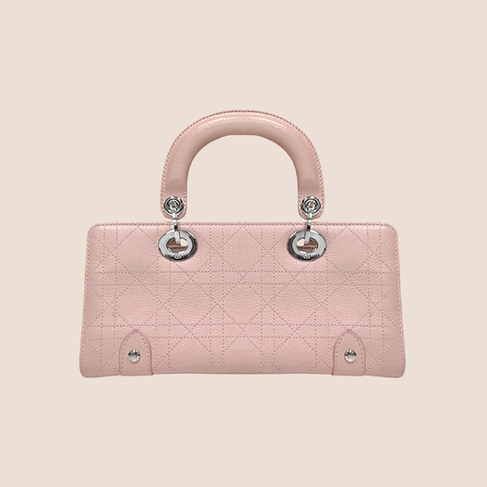 CHRISTIAN DIOR PINK LEATHER CANNAGE EAST WEST LADY DIOR MINI HANDBAG