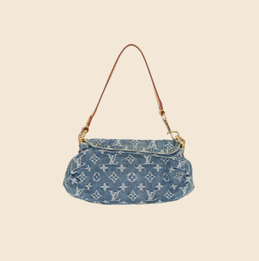 LOUIS VUITTON BLUE MONOGRAM DENIM MINI PLEATY BAG