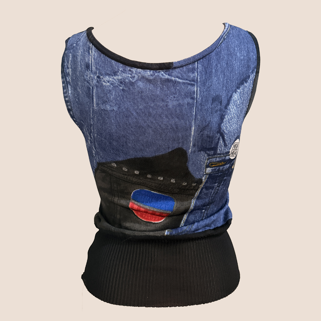 CHRISTIAN DIOR 'MISS DIORELLA' DENIM PRINT TOP