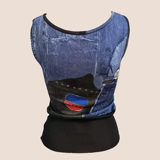 CHRISTIAN DIOR 'MISS DIORELLA' DENIM PRINT TOP