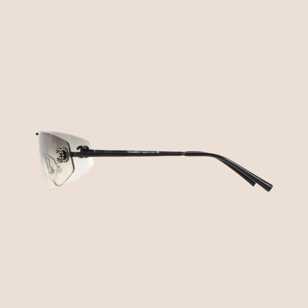 CHANEL 2000 RIMLESS CRYSTAL CLEAR MONOLENS SUNGLASSES