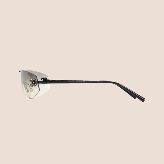 CHANEL 2000 RIMLESS CRYSTAL CLEAR MONOLENS SUNGLASSES
