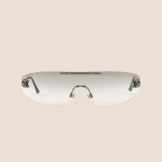 CHANEL 2000 RIMLESS CRYSTAL CLEAR MONOLENS SUNGLASSES