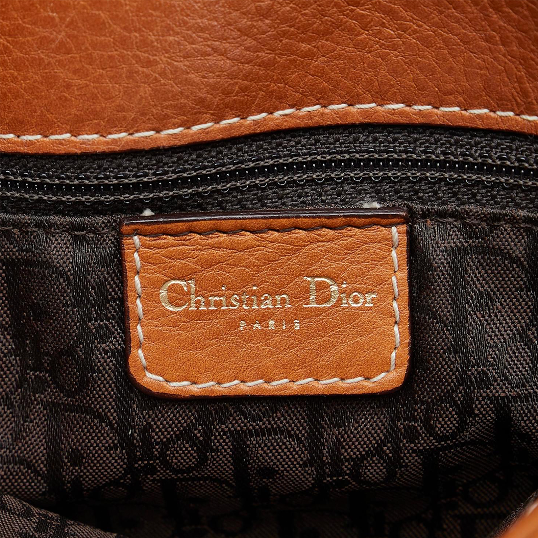 CHRISTIAN DIOR BROWN LEATHER SADDLE CROSSBODY FLAP BAG