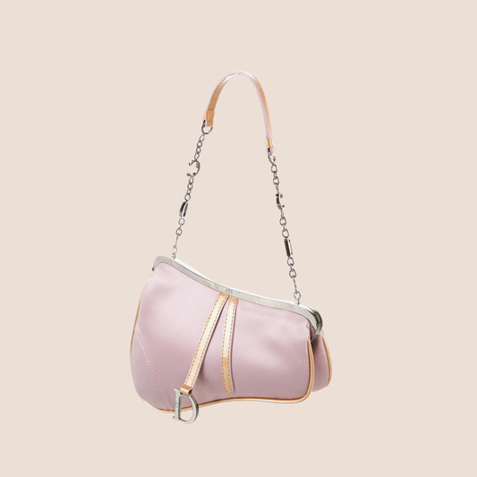 CHRISTIAN DIOR 2002 PINK SATIN MICRO SADDLE BAG
