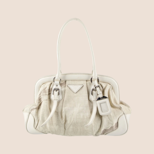 PRADA 2000 BEIGE CANAPA FRAME BAG