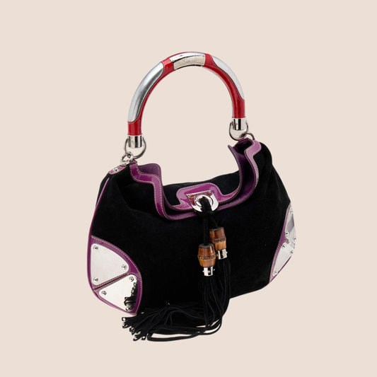 GUCCI 2000 SUEDE MULTICOLOR BABOUSKA INDY HOBO BAG