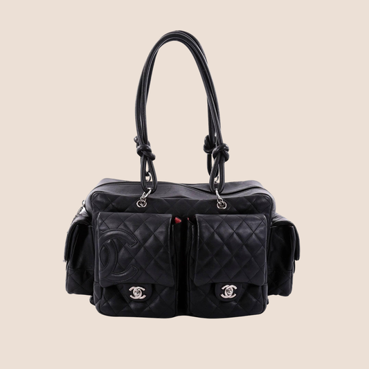 CHANEL 2005 CAMBON BLACK REPORTER BAG